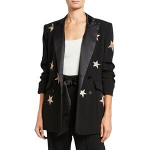 Cinq à Sept Lila Embroidered Star Double Breasted Blazer Black Women's Size 4